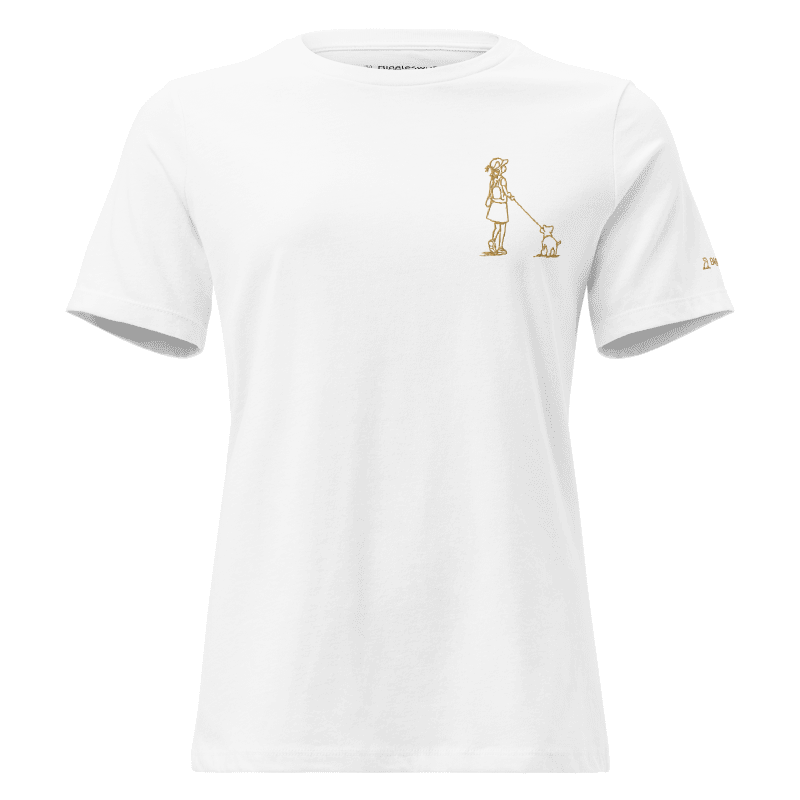 Girl Walking Dog (Embroidered) - Women's T-Shirt (multiple colors available)