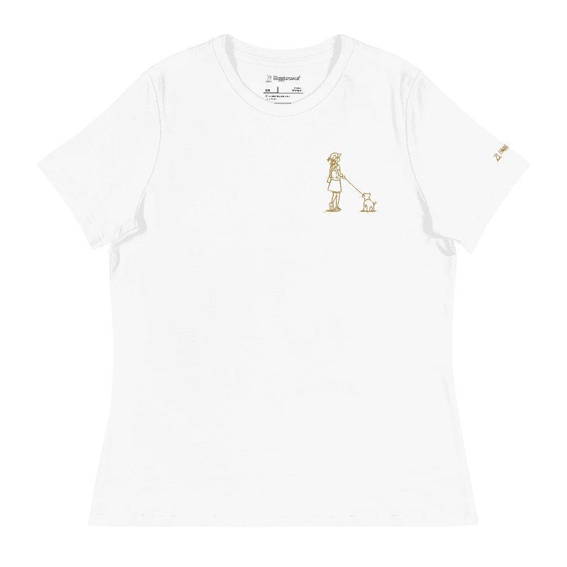 Girl Walking Dog (Embroidered) - Women's T-Shirt (multiple colors available)