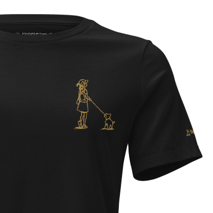 Girl Walking Dog (Embroidered) - Women's T-Shirt (multiple colors available)