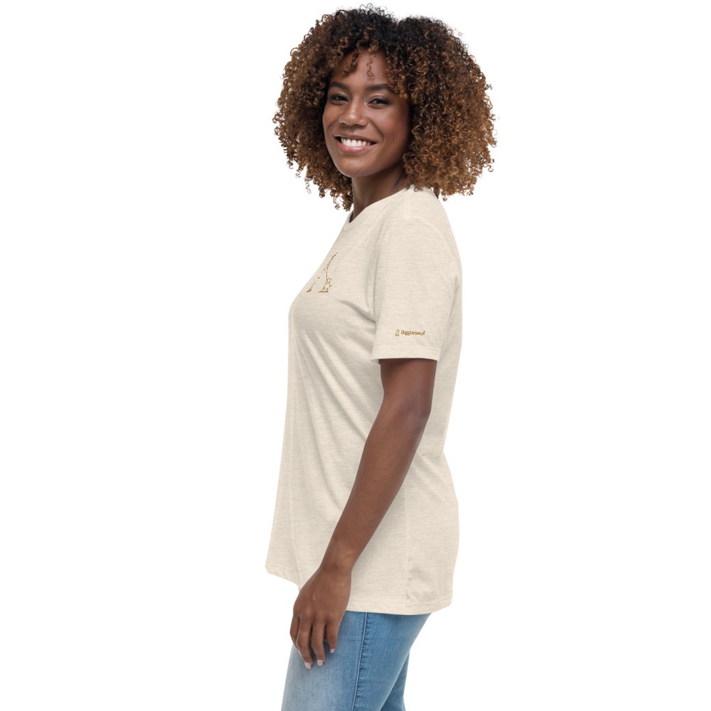 Girl Walking Dog (Embroidered) - Women's T-Shirt (multiple colors available)