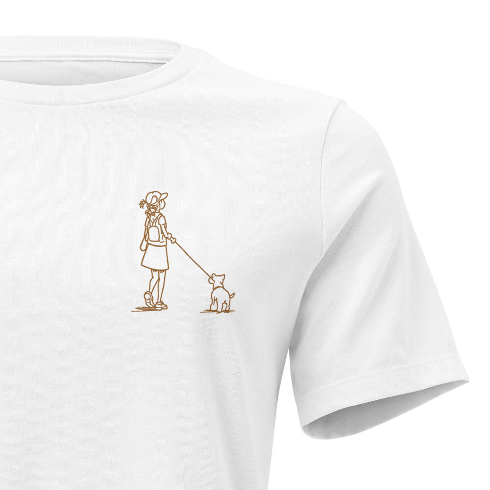 Girl Walking Dog (Printed) - Women's T-Shirt (multiple colors available)